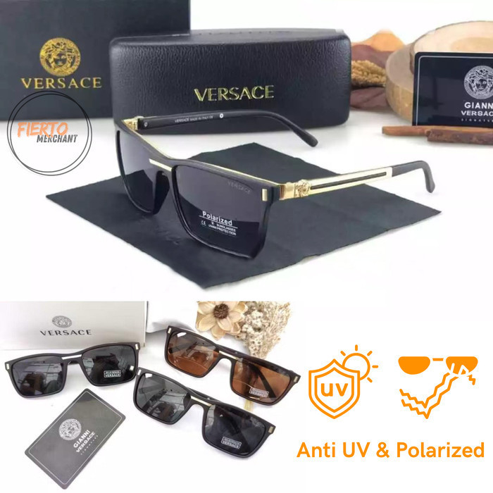 Kacamata Sunglasses Hitam Versace 1066 Polarized Anti Silau&UV