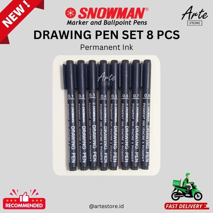 Drawing Pen Snowman Set 12 Pcs - Pulpen Gambar - Statiionery - 8 PCS