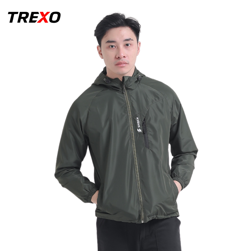 Trexo - Jaket Parasut Windbreaker Jacket Olahraga Tracksuit Pria Wanita Warna Army