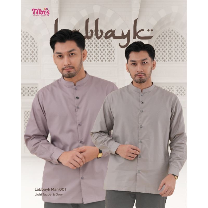 Nibras Koko Lengan Panjang Premium Labbayk Man 001 | Koko Lengan Panjang Polos Grey Kekinian | Koko 