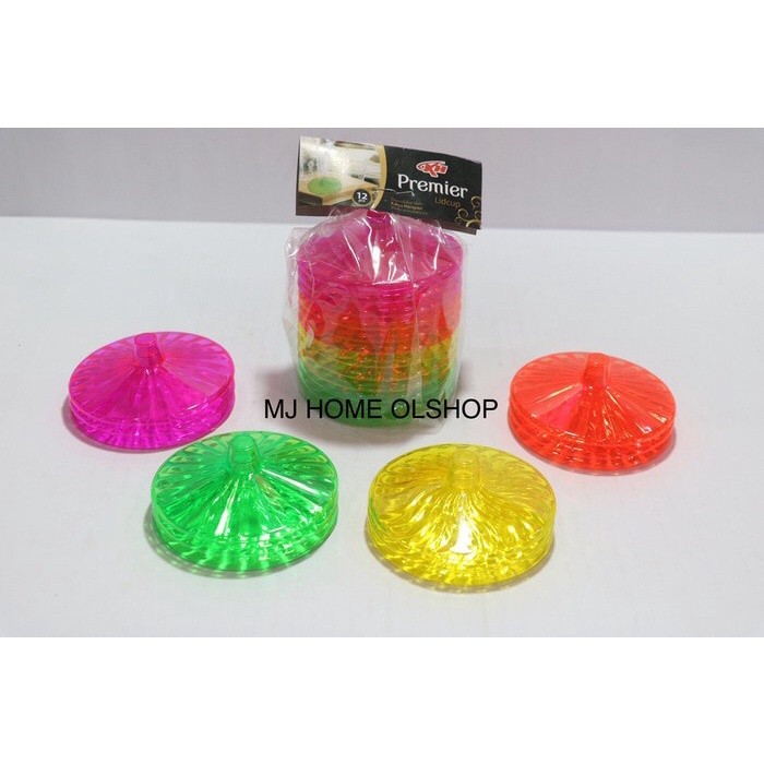 (12Pcs) Tutup Gelas Mika Warna Bening Premier KH