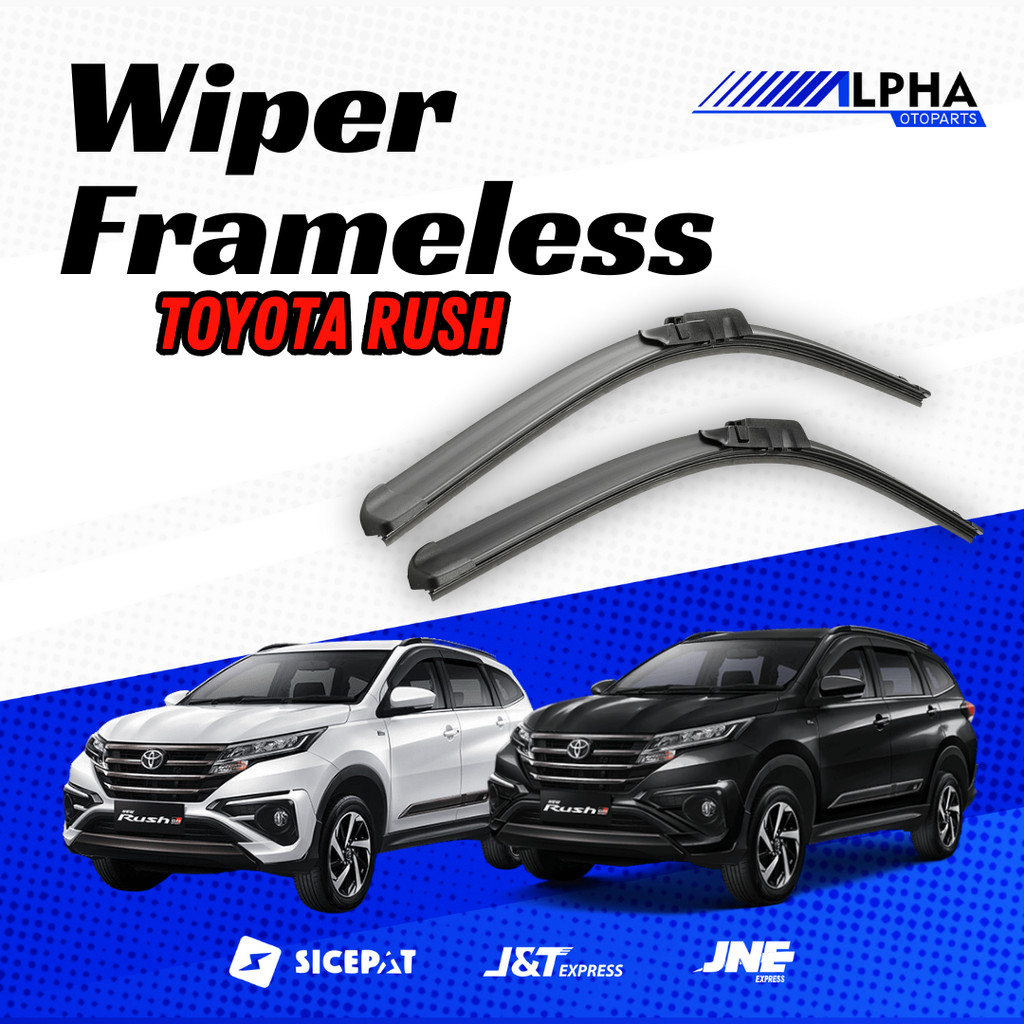 Wiper Kaca Mobil Depan Toyota Rush / All New Rush Sepasang 2 Pcs Tanpa Rangka Besi Sapuan Kaca Wiper
