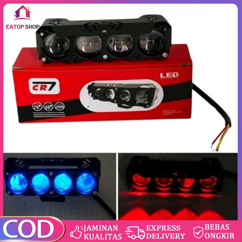 CR7 - Lampu Tembak 4 Mata Plus Devil Dan 3 Kipas Pendingin Ballast Alumunium Waterproof CR8027
