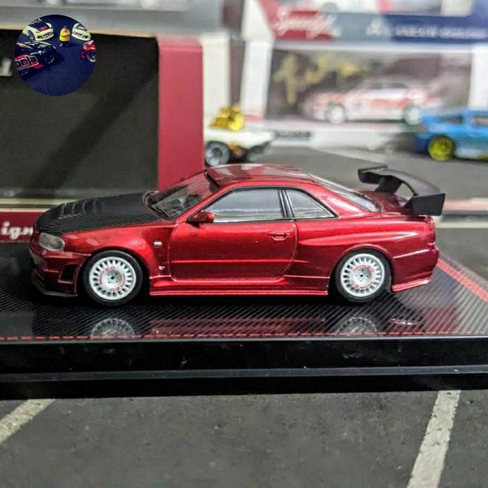 HJ99 Diecast Ignition Model Nismo Skyline R34 GTR Z tune Red Metallic Swap Velg