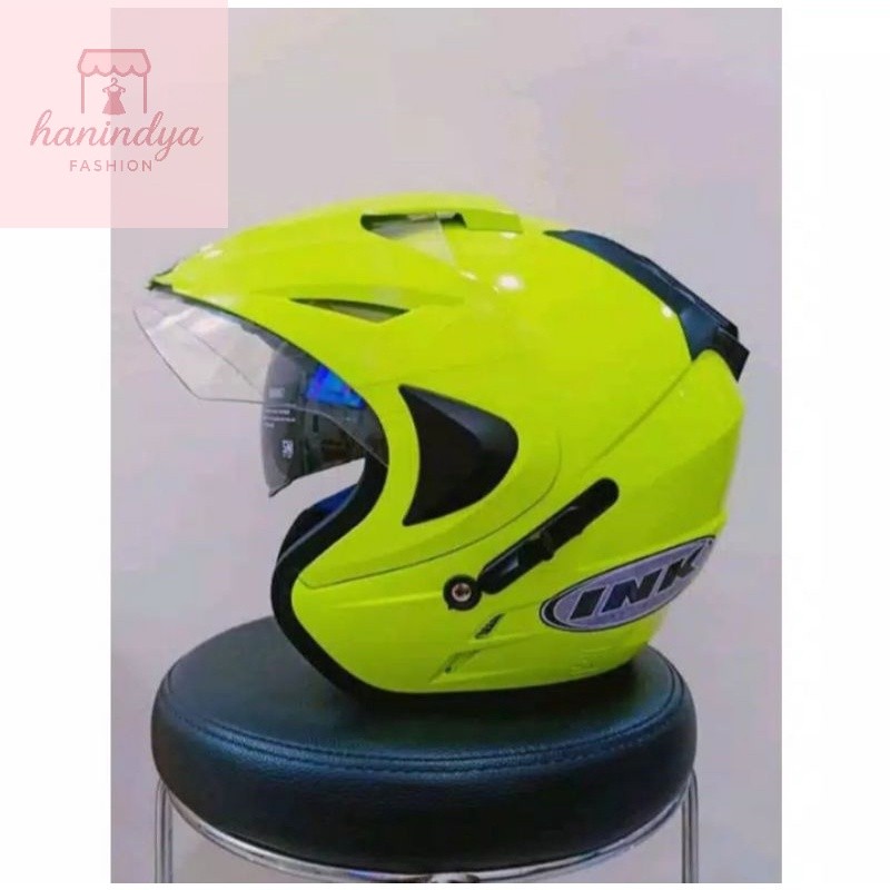 Helm Terkini / HELM INK DOUBLE VISOR MERK BMT WARNA KUNING STABILO SNI KEREN