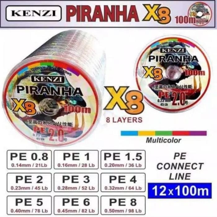 Benang Pancing senar Pe Kenzi Piranha X8 Kuat