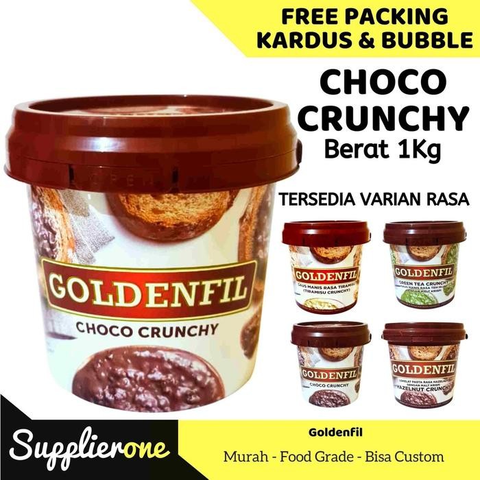 

76_cm Goldenfil Choco Crunchy 1 kg / Selai Roti Bakar / Toping Roti / Selai Roti / Selai Coklat / Olesan Roti - Choco Crunchy