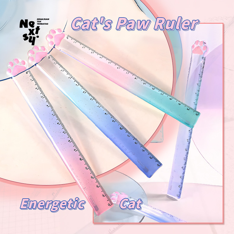 

[READY] Nextsy Penggaris cakar kucing 15cm penggaris ukur gambar plastik transparan