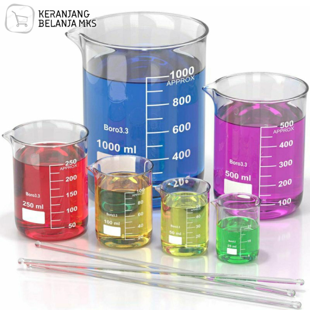 Gelas Ukur/Gelas Takar Kaca Lab Kimia/Borosilicate Glass