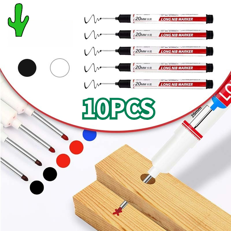 

10pcs Kayu Anti Air Long Head Marker/Sepidol Marker Putih/Hitam 20mm Spidol Kepala Panjang Nib Marker Penanda Besi
