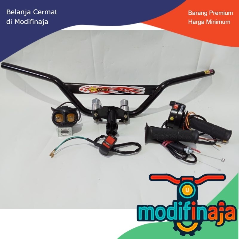 Paket stang trail lengkap + gas spontan 2 tombol + saklar kiri 3 tombol variasi motor