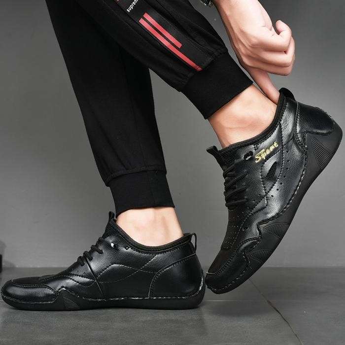 KULIT ASLI Sepatu Pria Kantor Kerja Cowok Sepatu Pantofel Formal 61 - Hitam, 37