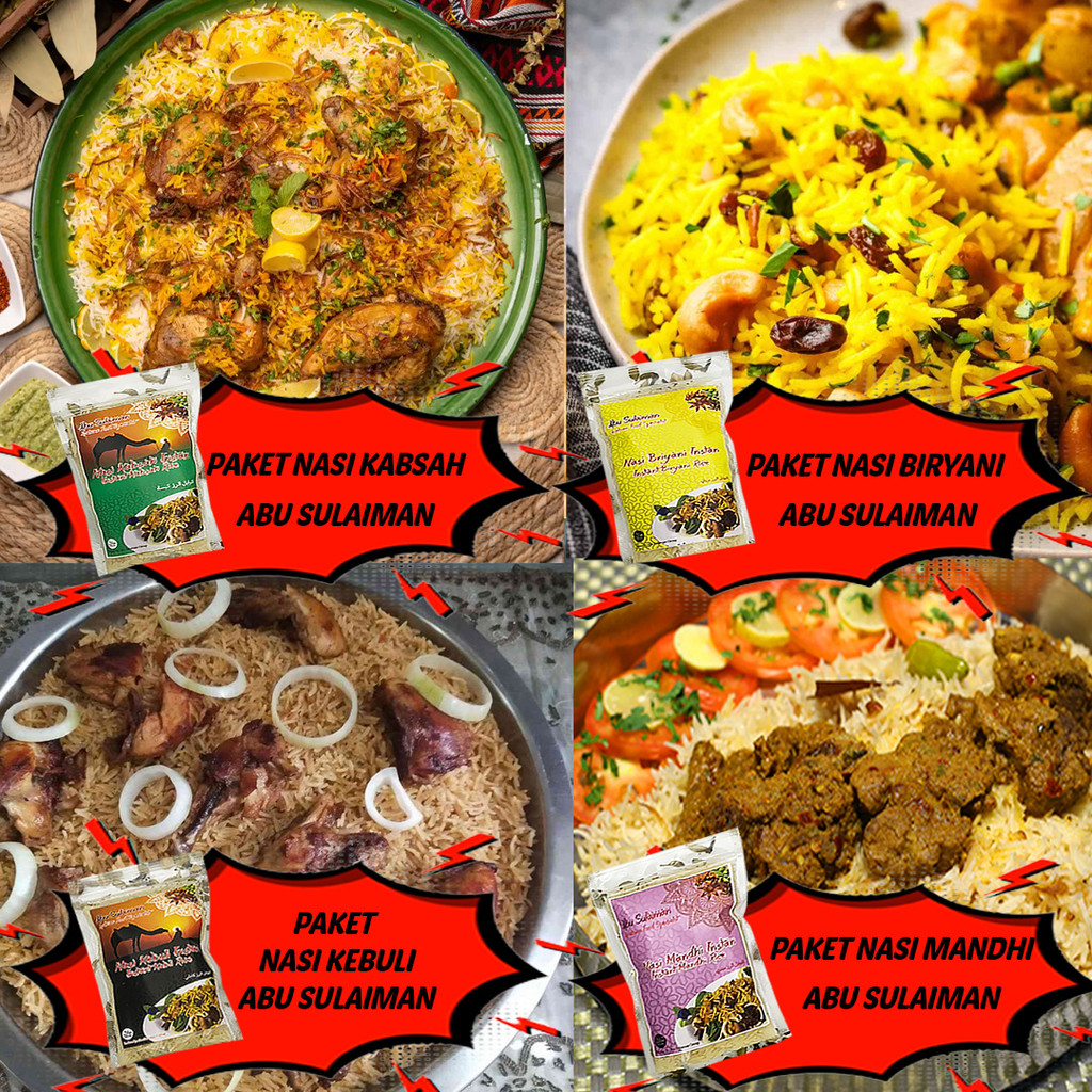

Beras Basmati [200gr] + Bumbu Nasi Kebuli Instan Abu Sulaiman Nasi Briyani Instan Nasi Mandhi Instan Abu Sulaiman Store Depok