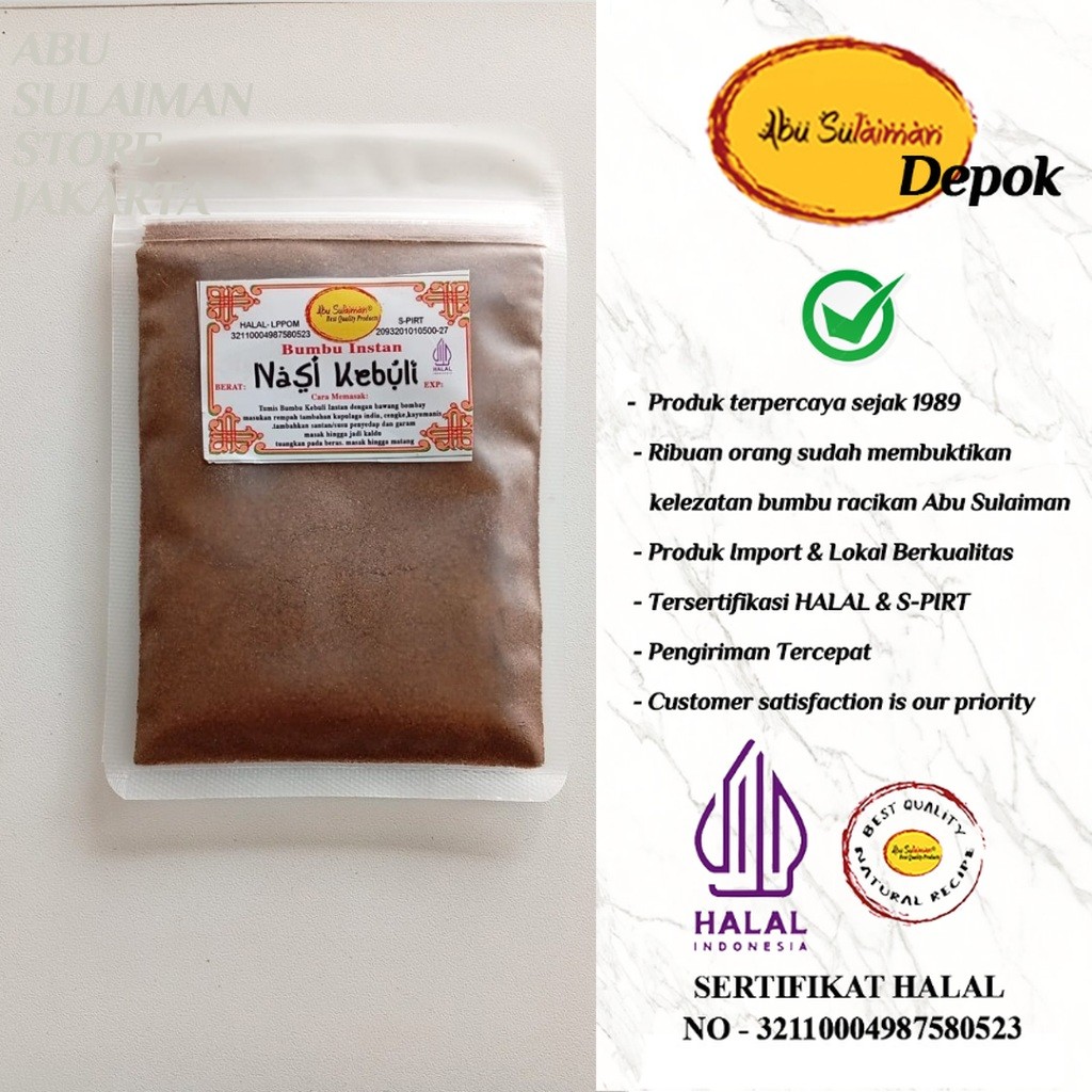 

Lebih Hemat! Bumbu Kebuli Abu Sulaiman Jakarta untuk ukuran 1 Liter Beras Abu Sulaiman Store Depok