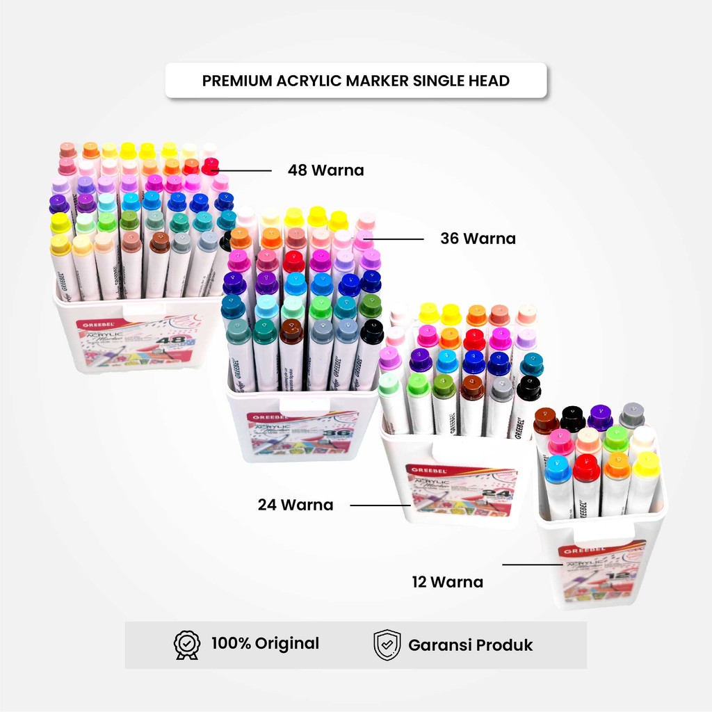 

GREEBEL Acrylic Premium Marker Single Head / Spidol Sketsa / Sketsa Markers Set / Spidol Warna Warni