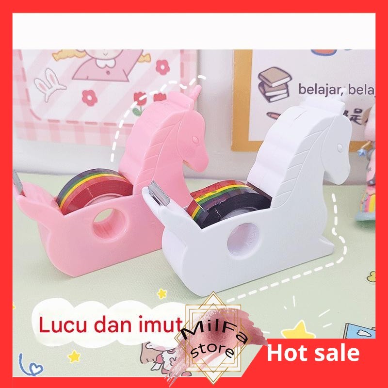 

MF828 Tempat lakban lucu pelangi unicorn
