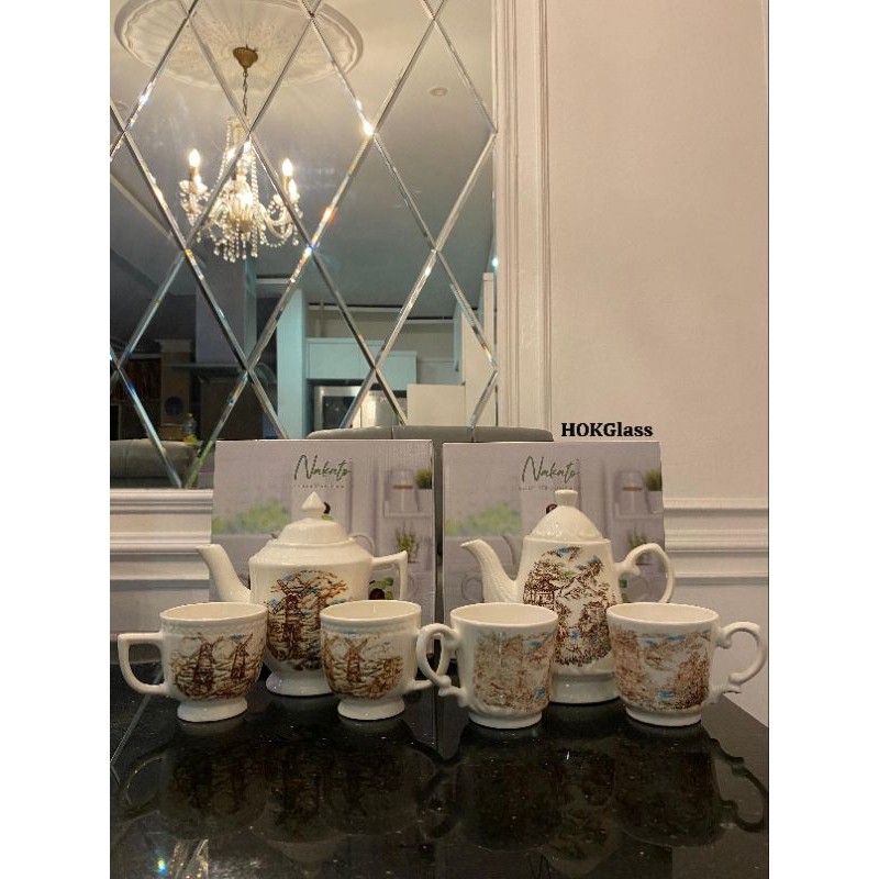 4Pcs Tea Set Nakato (Teko,Tutup dan 2 Cangkir) | Cangkir Teh dan Teko Cantik Set