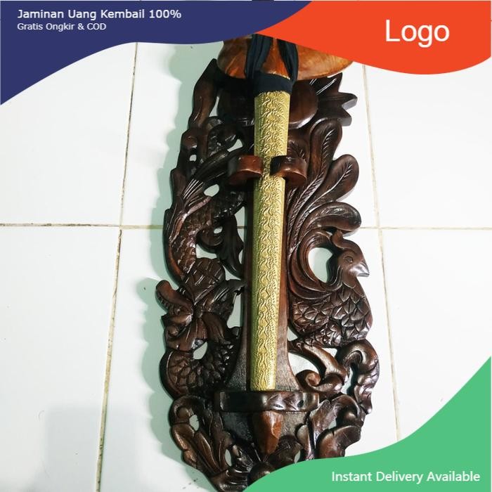 Hiasan dinding Blawong Tempat Pajangan Keris Isi 1 Kayu Ukir Ukiran Naga Merak ND16