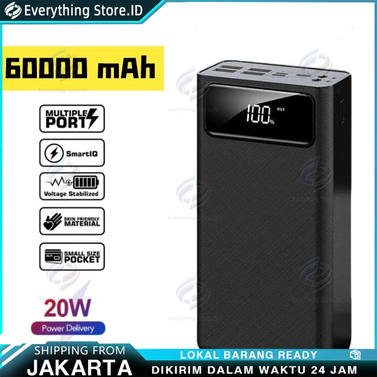 PowerBank 60000mAh 4 USB Fast Charging/Tiga Warna Primer Power Bank 60000mAh 4 USB Fast Charging LED