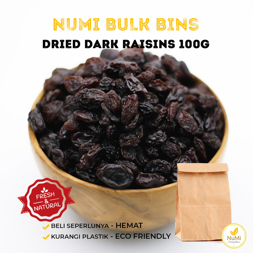 

100G Sundried Dark Raisins Kismis Hitam BULK BIN - NUMI