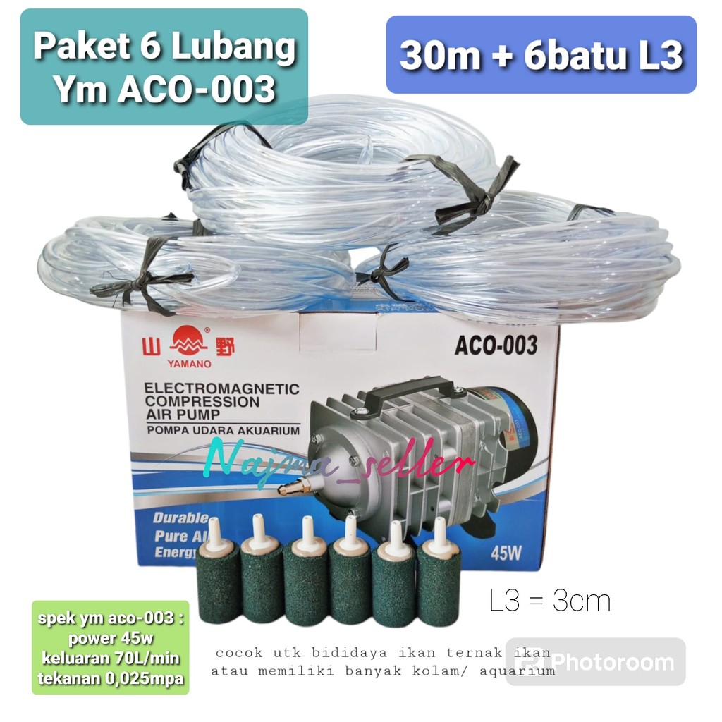 SYIFAAQUARIUM - Paket Aerator Kolam 6 Lubang Yamano ACO 003. khusus budidaya dan ternak ikan. Tenaga