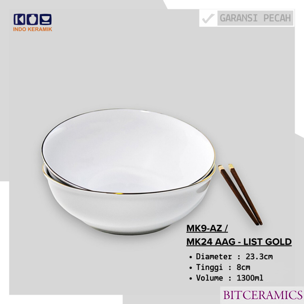 Mangkok Saji Keramik 23.3CM (1PCS) INDO KERAMIK / Mangkok Besar Keramik / Mangkok Sayur Keramik / MK