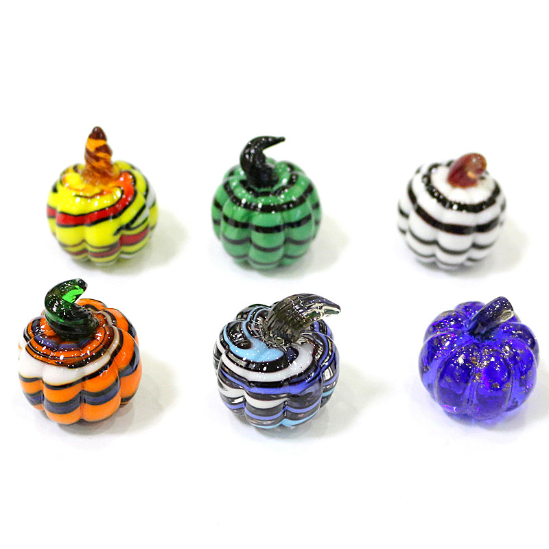 

Custom Murano Glass Pumpkin Miniature Figurine Craft Ornaments Colorful Cute Plant Halloween Home Desk Fairy Garden Charms Decor