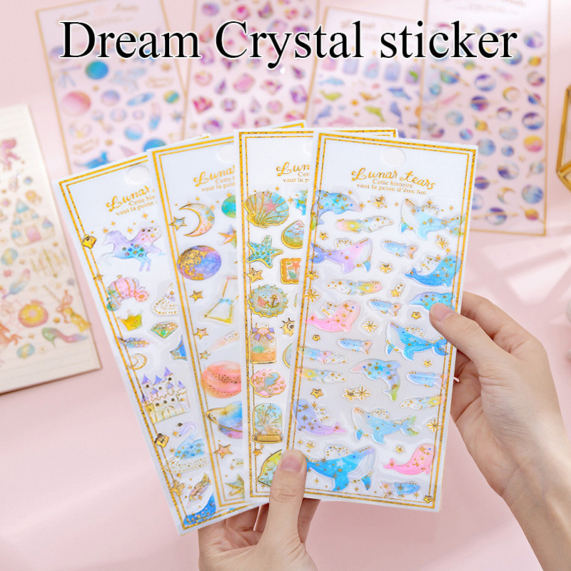 

❤️COD Stiker Kristal Melamun Stiker Emas Stiker 3D Transparan Stiker Telepon Scrapbook Lucu-Yy