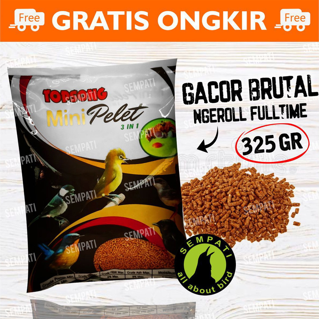 SEMPATI Topsong Top Song 3 In 1 Formula Voer Pur Mini Pellet Pakan Makanan Burung Pleci Ciblek Kacer
