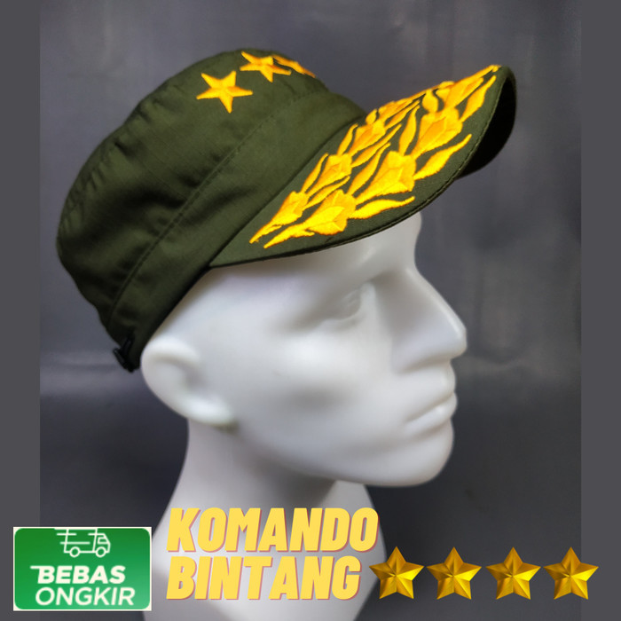 Topi Komando TNI AD Pati Bintang 4 Ribstop Warna Army Best Quality Premium