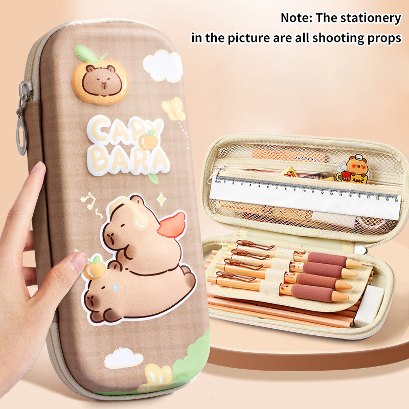 

Multifuncional Capybara Stationery Box Cartoon Pencil Case Kawaii Portable Waterproof Large Capacity Stationery Storage Box Gift