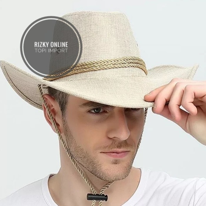 topi pria wanita topi koboi  warna coklat - coklat muda