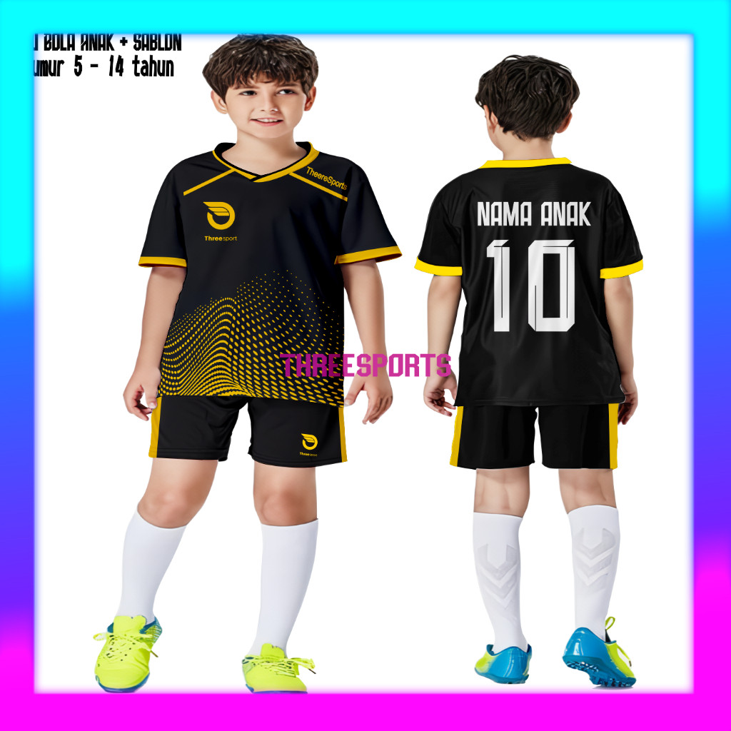 Baju Jersey bola futsal voli badminton FREE SABLON nama + nomor Kaos Anak Jersey Anak laki laki pere