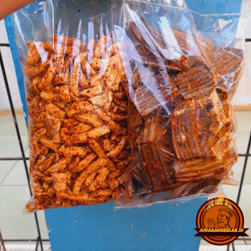 

{Bundle} Kerupuk jengkol pedas 500Gram + Basreng 500gram pedas juraganseblakendull.id