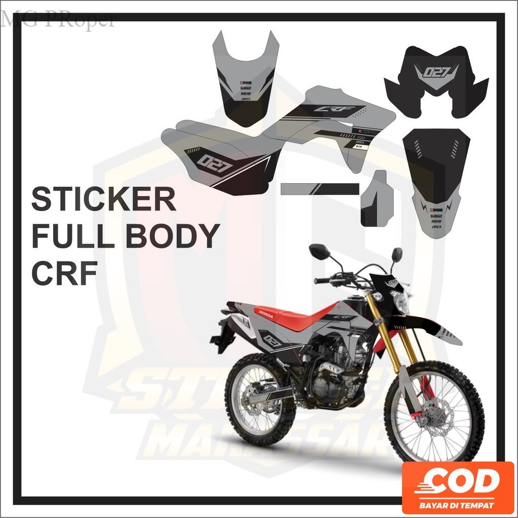 Striping Decal Stiker CRF 150L Fullbody Honda 150 L Motif Garis Warna Abu Hitam Bisa Request