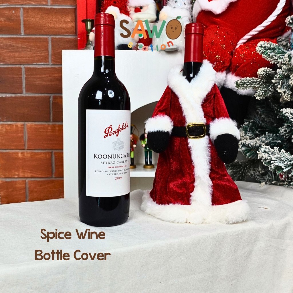 

Spice Santa Suit Wine Bottle Cover – Festive Christmas Bottle Decoration Desain Kostum Santa Dekorasi Natal untuk Botol Wine Sinterklas Jubah