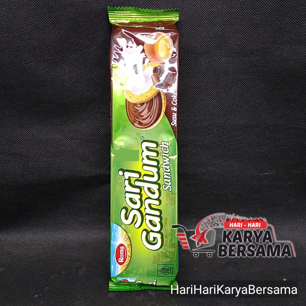 

MAKANAN RINGAN BISKUIT ROMA SARI GANDUM SANDWICH SUSU & COKELAT 108GR