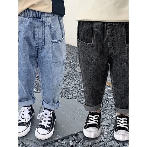 Kids Denim Celana Panjang Jeans Anak Unisex Umur 3-9 Tahun Terbaru Kekinian Warna Sow Blue-Snow Hita