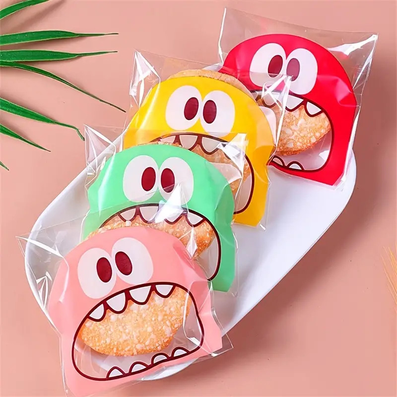 

100/200 Pcs Cute Cartoon Multifunctional Food Packaging Bag Self-Adhesive Bag opp Self Sealing Bag Transparent Small Bag