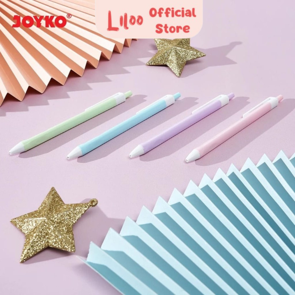 

Pena Retractable Tringular Grip Warna Pastel Pulpen Ball Pen Joyko BP-342 Vokus 0.7 mm