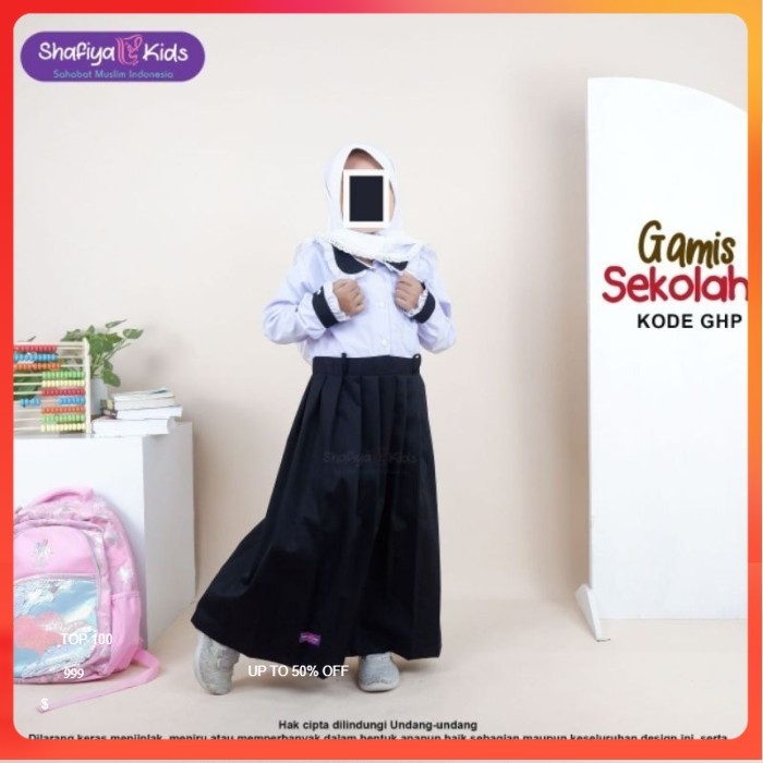 Gamis Sekolah Hitam Putih dan Putih Putih Original Shafiya Kids Terbaru