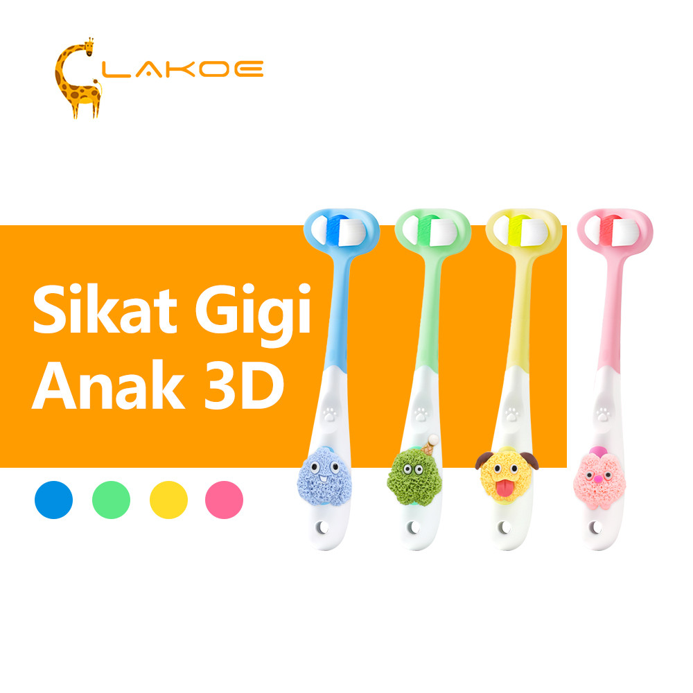 LAKOEOFFICIALMALL Sikat Gigi Anak Kartun 3D Sikat Gigi Bayi Lembut Children Training Toothbrush
