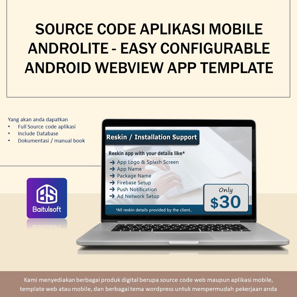 SOURCE CODE APLIKASI MOBILE ANDROLITE - EASY CONFIGURABLE ANDROID WEBVIEW APP TEMPLATE