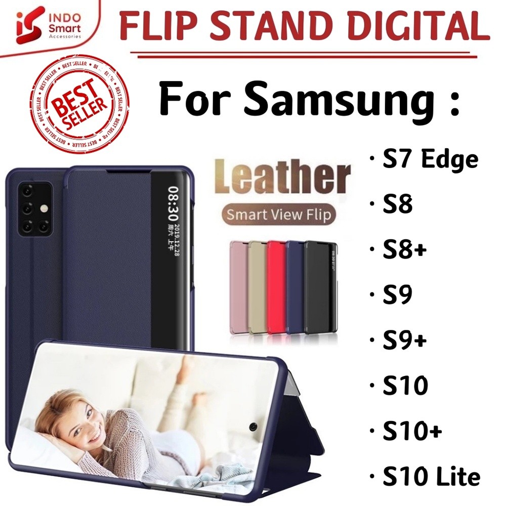 Samsung S7 EDGE S8 S9 S10 Plus Lite CaseSmart Clear View Flip Case Digital