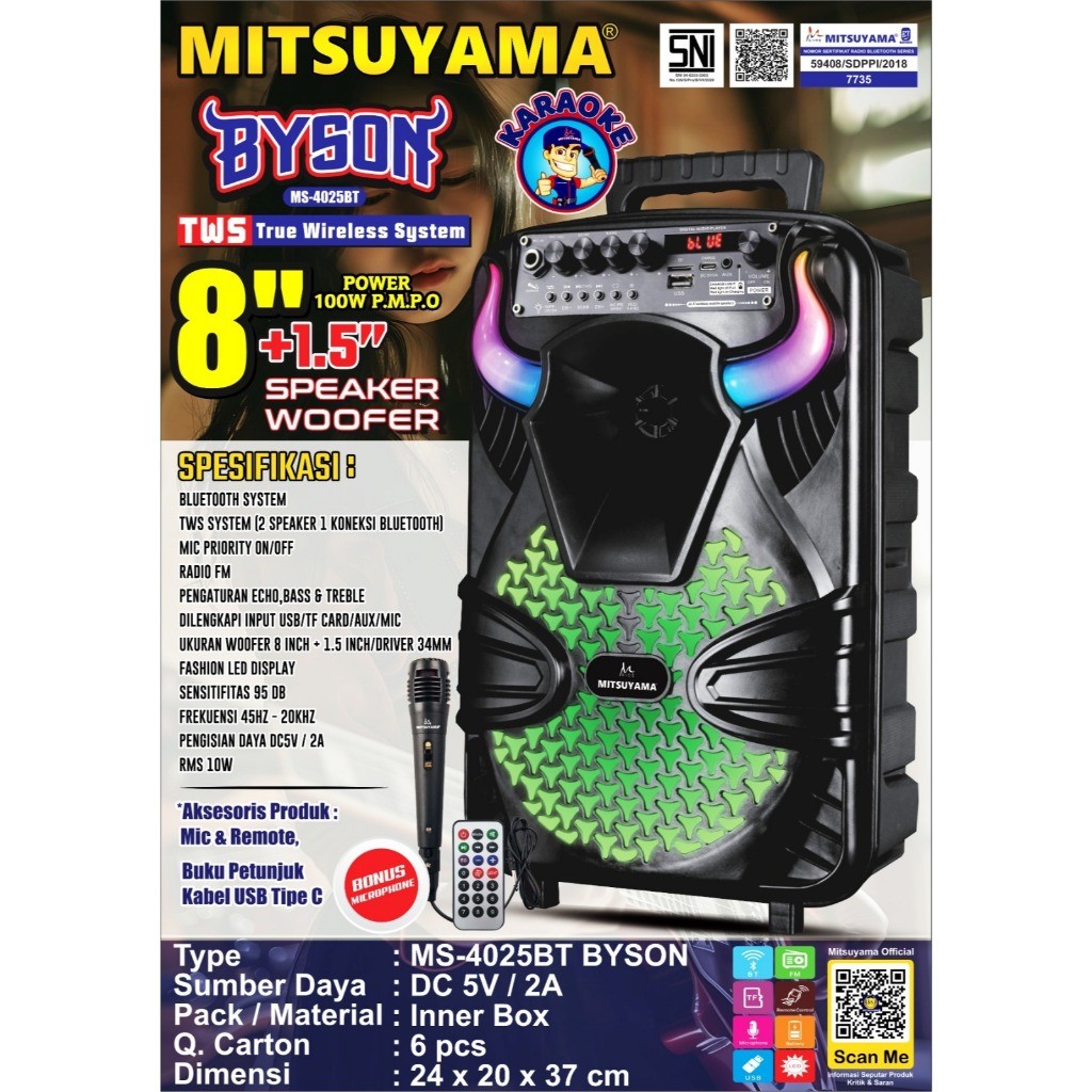 MITSUYAMA MS-4025BT BYSON Speaker karaoke 8 inch