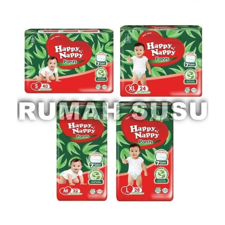 Happy Nappy Smart Pants ukuran S40 / M32 / L28 / XL24 / S60 / M52 / L46 / XXL36 - Rumah Susu