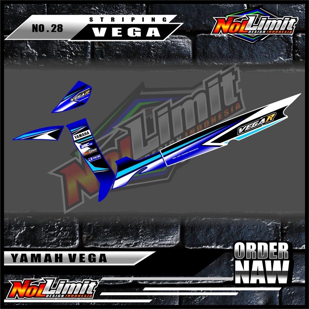 Striping Vega R LAMA - Sticker Striping Variasi List Motor Vega R LAMA Motif Racing Terbaru