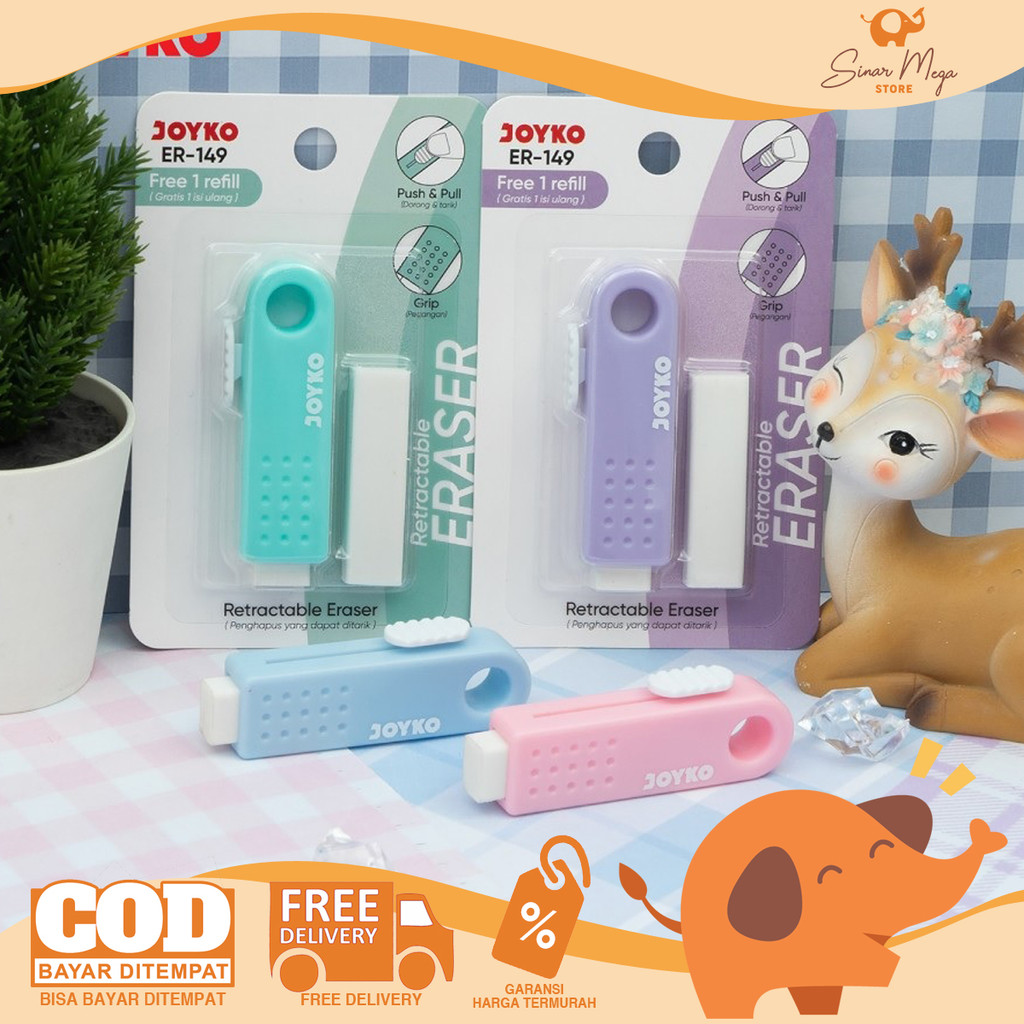 

Joyko Eraser ER-149 Penghapus Warna Pastel Karet Slide Free Refill Murah