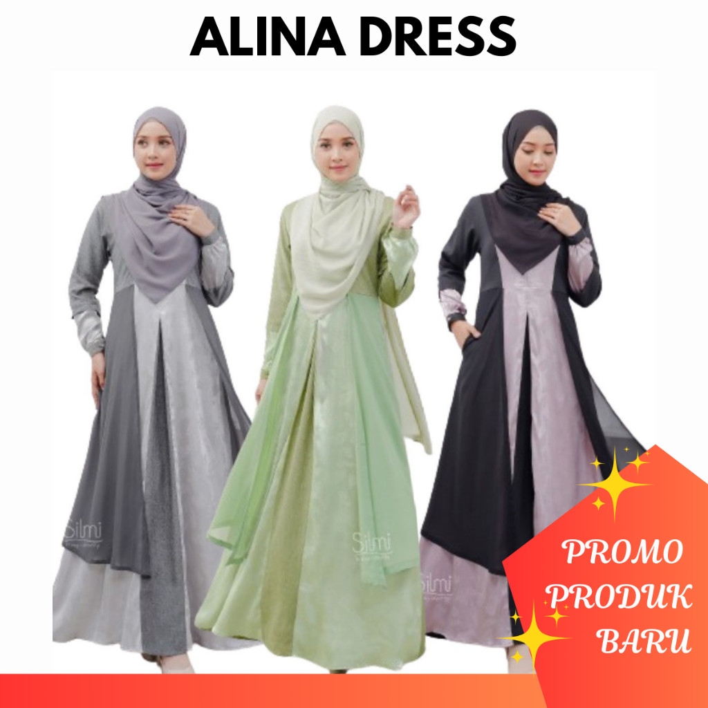 Gamis Remaja Ootd Korean Style Baju Kondangan Wanita Motif Unik Simpel Silmi Alina Dress