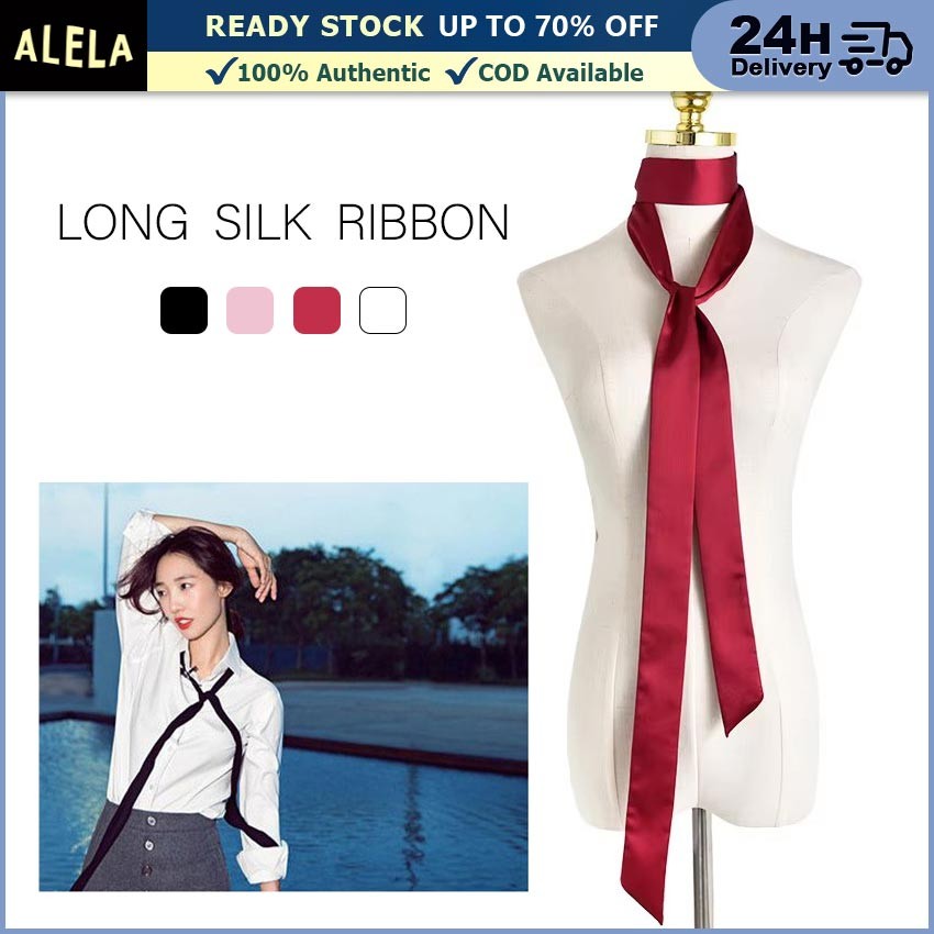 Syal Dasi Wanita Panjang Polos Tali Belt Rambut Dasi Pita Ikat Pinggang Satin Silk